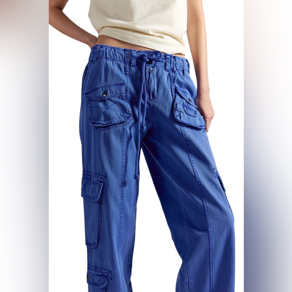 We The Free Tahiti Cargo Pants W’s M Lake Victoria Blue Cargo Joggers Utility - Picture 14 of 16